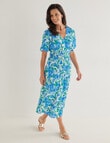Ella J Printed Elastic Waist Midi Dress, Blue & Green product photo View 03 S