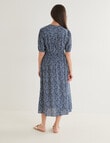 Ella J Printed Elastic Waist Midi Dress, Navy product photo View 02 S