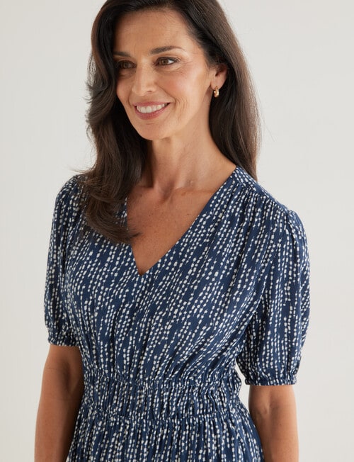 Ella J Printed Elastic Waist Midi Dress, Navy product photo View 04 L