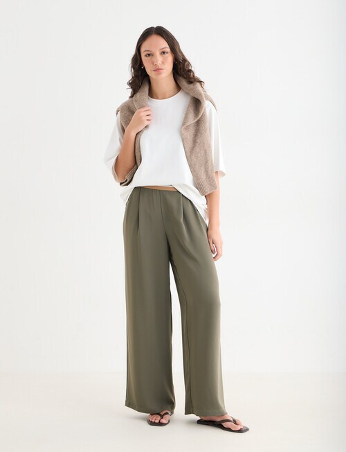 Mineral Peta Wide Leg Pants, Khaki product photo