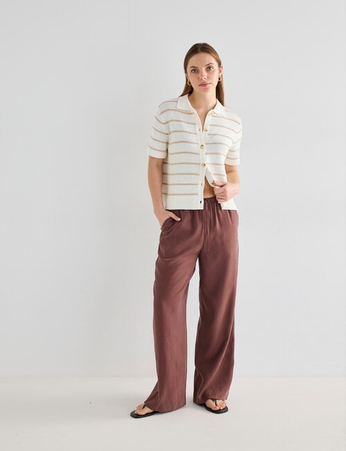 Mineral Flora Stripe Knitwear Short Sleeve Shirt, Natural product photo View 03 L