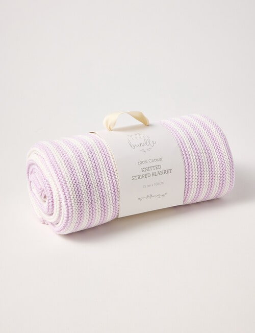 Little Bundle Cotton Stripe Bassinet Blanket, Lilac product photo View 02 L