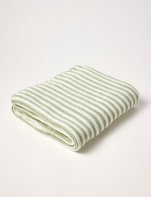 Little Bundle Cotton Stripe Bassinet Blanket, Sage product photo