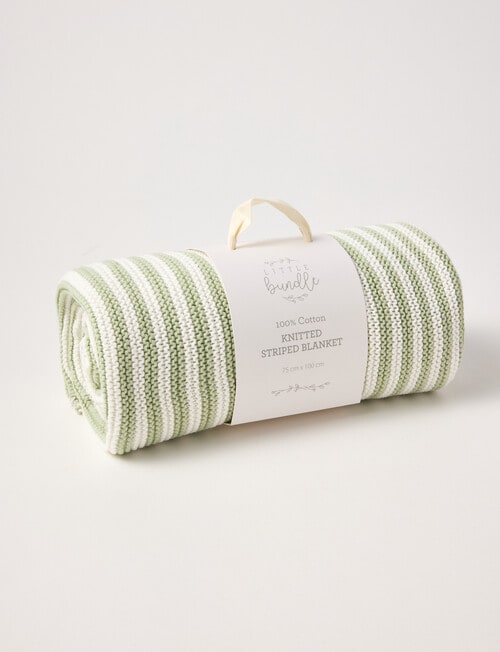 Little Bundle Cotton Stripe Bassinet Blanket, Sage product photo View 02 L