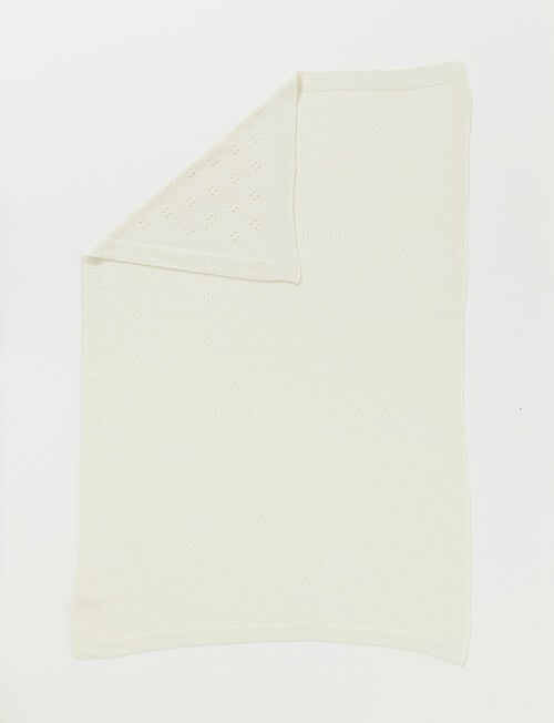 Little Bundle Cotton Pointelle Bassinet Blanket, Cream product photo View 06 L