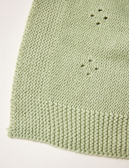 Little Bundle Cotton Pointelle Bassinet Blanket, Sage product photo View 03 L