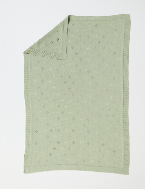 Little Bundle Cotton Pointelle Bassinet Blanket, Sage product photo View 06 L
