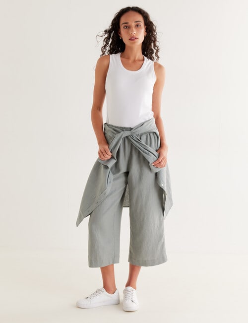 Zest Essentials Linen Crop Pant, Sage product photo View 05 L