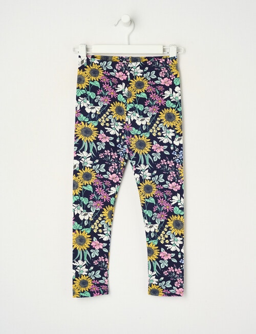 Mac & Ellie Sunflowers Full Length Legging, Navy product photo