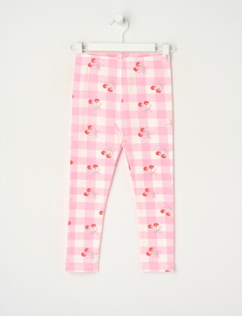 Mac & Ellie Cherry Gingham Full Length Legging, Pink Sorbet product photo