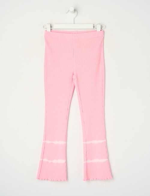 Mac & Ellie Tie Dye Rib Flare Leggings, Pink Sorbet product photo