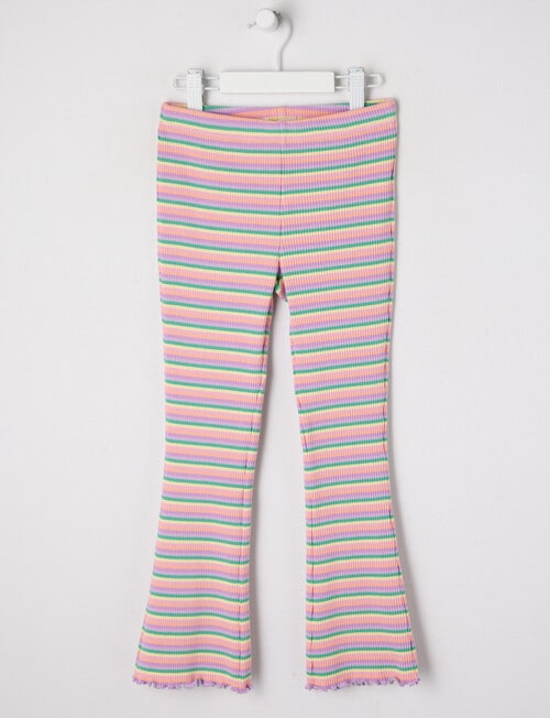 Mac & Ellie Stripe Rib Flare Leggings, Rainbow product photo