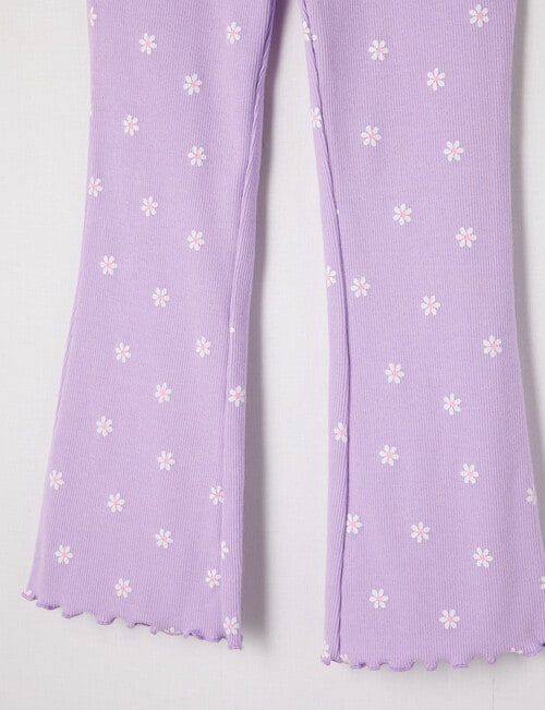 Mac & Ellie Ditsy Daisy Rib Flare Legging, Lavender product photo View 02 L