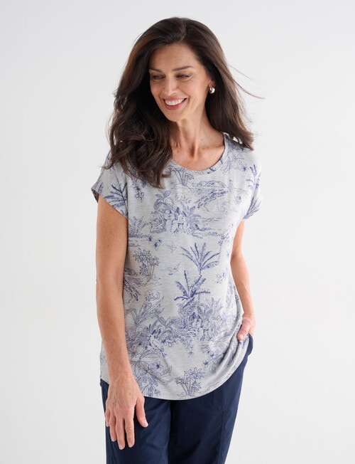 Ella J Sketch Boxy Tee, Grey Marle product photo