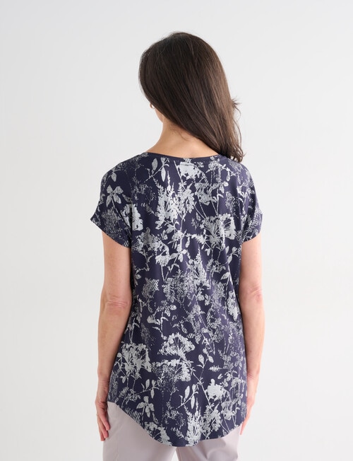Ella J Floral Foil Boxy Tee, Navy product photo View 02 L