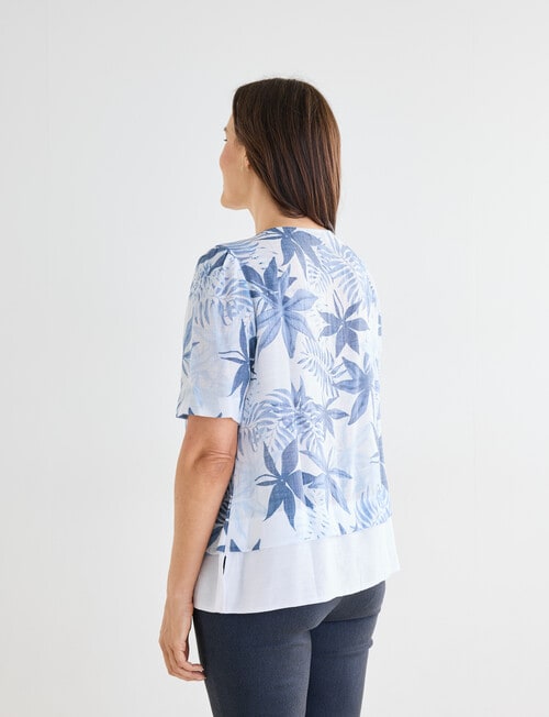 Ella J Print Layered Top, Blue Print product photo View 02 L