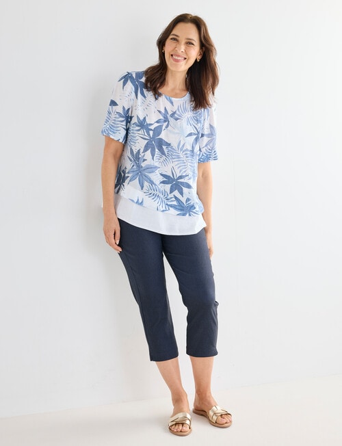 Ella J Print Layered Top, Blue Print product photo View 03 L