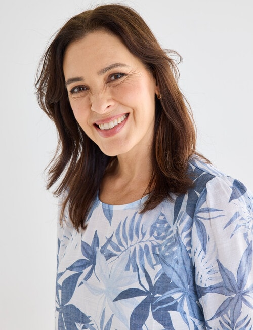 Ella J Print Layered Top, Blue Print product photo View 04 L