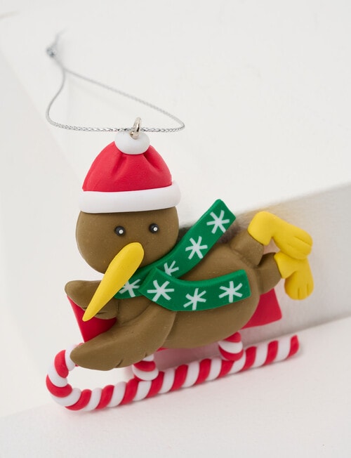 Christmas Shop Claydough Ornament, Sledding Kiwi product photo View 02 L