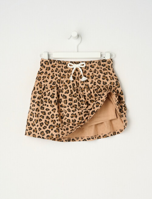 Mac & Ellie Leopard Knit Skort, Natural product photo View 02 L