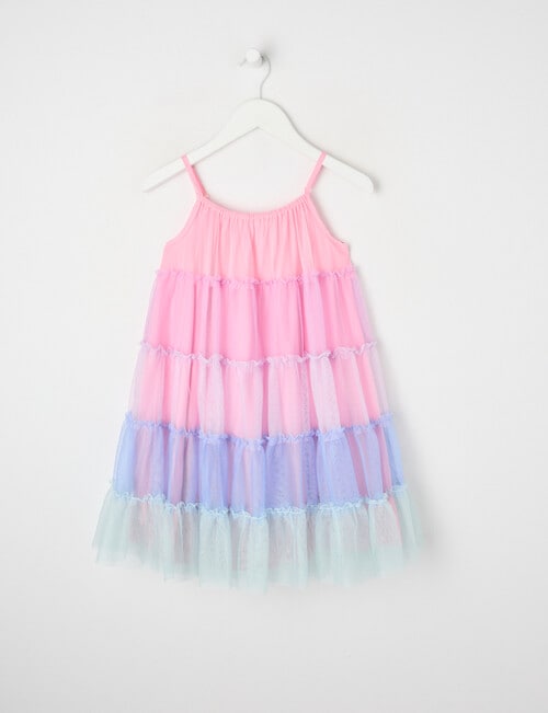 Mac & Ellie Tiered Tulle Rainbow Dress, Pink product photo
