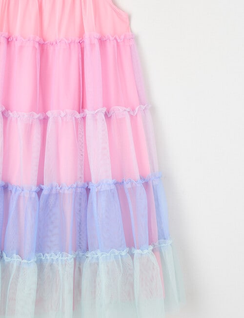 Mac & Ellie Tiered Tulle Rainbow Dress, Pink product photo View 03 L