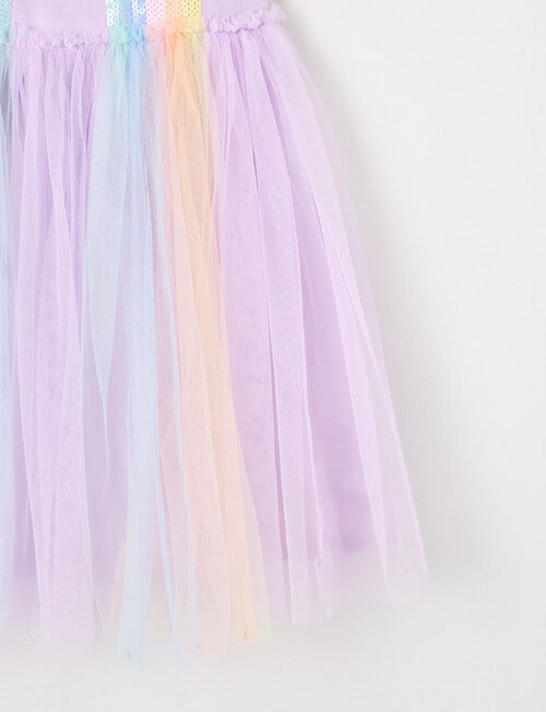 Mac & Ellie Rainbow Tulle Singlet Dress, Lilac product photo View 03 L