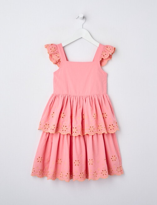 Mac & Ellie Broderie Hem Frill Tiered Dress, Strawberry product photo
