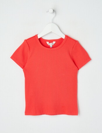 Mac & Ellie Rib Short Sleeve Tee, Cherry Red product photo