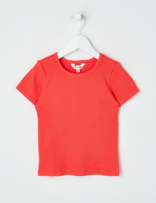 Mac & Ellie Rib Short Sleeve Tee, Cherry Red product photo
