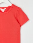 Mac & Ellie Rib Short Sleeve Tee, Cherry Red product photo View 02 S