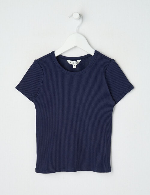 Mac & Ellie Rib Short Sleeve Tee, Navy product photo