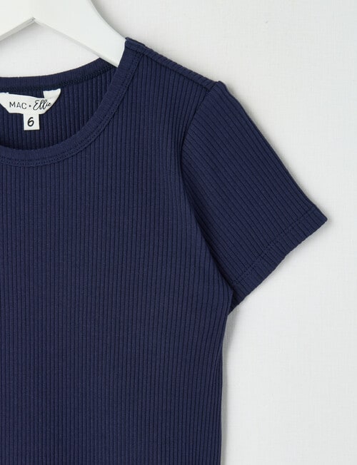 Mac & Ellie Rib Short Sleeve Tee, Navy product photo View 02 L