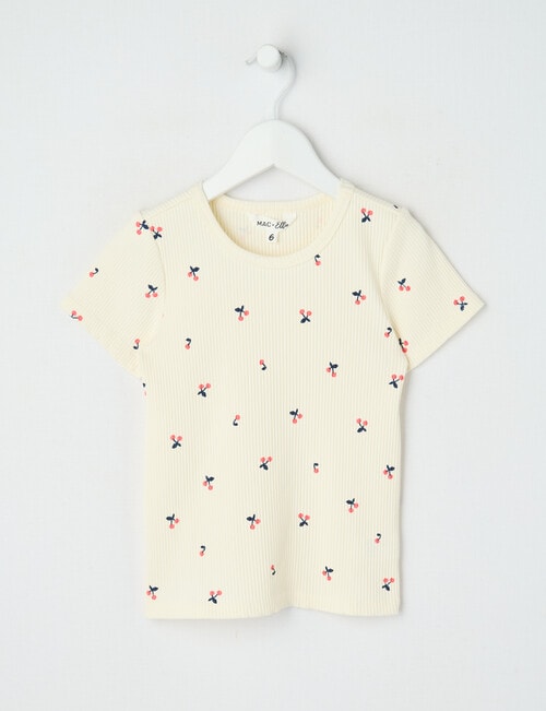 Mac & Ellie Cherry Rib Short Sleeve Tee, Milk product photo