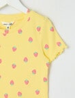 Mac & Ellie Strawberries Rib Short Sleeve Tee, Lemon product photo View 02 S