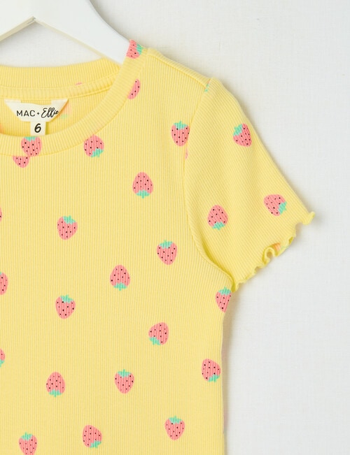 Mac & Ellie Strawberries Rib Short Sleeve Tee, Lemon product photo View 02 L
