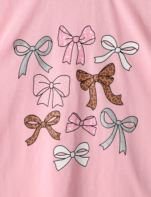 Mac & Ellie Bows Short Sleeve Boxy Tee, Pink Sorbet product photo View 02 L