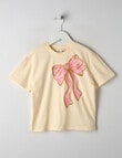 Mac & Ellie Glitter Bow Short Sleeve Boxy Tee, Milk product photo