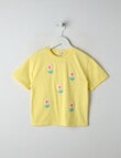 Mac & Ellie Crochet Daisies Short Sleeve Boxy Tee, Lemon product photo