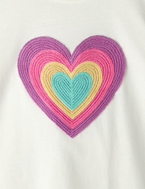 Mac & Ellie Crochet Heart Short Sleeve Tee, Vanilla product photo View 02 L