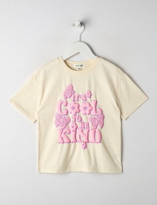 Mac & Ellie Be Kind Short Sleeve Boxy Tee, Milk product photo
