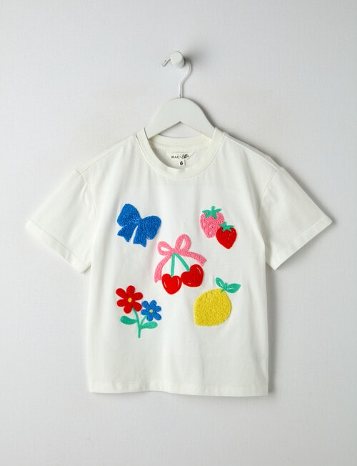 Mac & Ellie Fruity Fun Short Sleeve Boxy Tee, White product photo