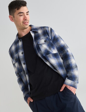Gasoline Hanzo Check Overshirt, Blue product photo