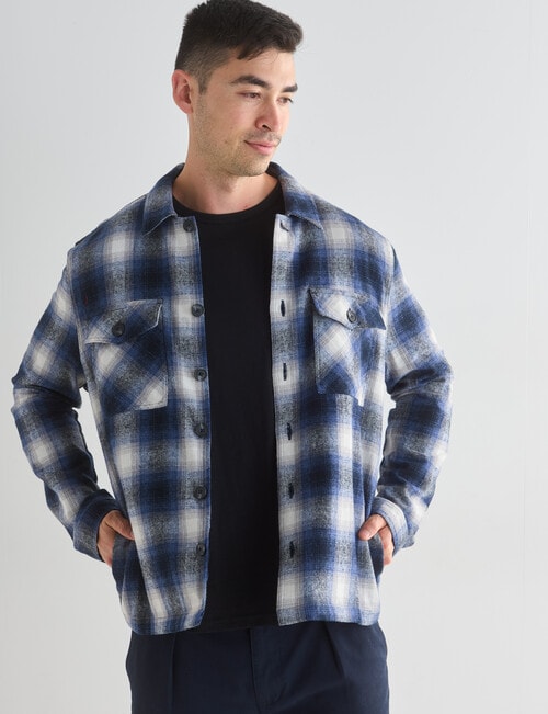 Gasoline Hanzo Check Overshirt, Blue product photo View 04 L