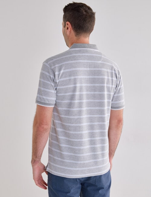 Chisel Small Stripe Short Sleeve Polo Shirt, Light Grey product photo View 02 L