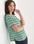 Oliver Black Check Short Sleeve Round Neck Top, Navy & Green product photo View 05 S