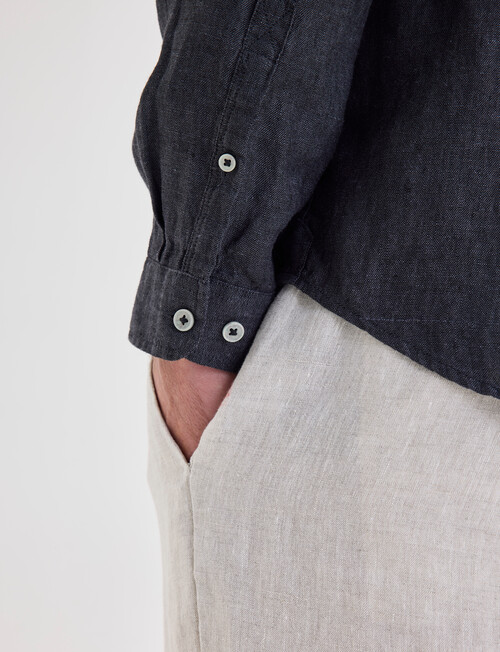 Gasoline Linen Long Sleeve Shirt, Graphite product photo View 04 L