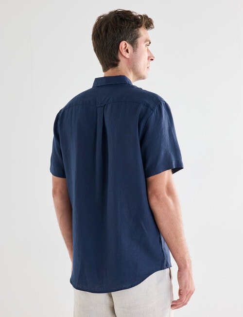Gasoline Linen Short Sleeve Shirt, Slate product photo View 02 L