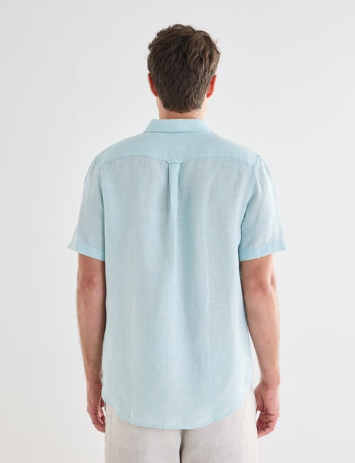 Gasoline Linen Short Sleeve Shirt, Mint product photo View 02 L
