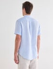 Gasoline Linen Short Sleeve Shirt, Light Blue product photo View 02 S